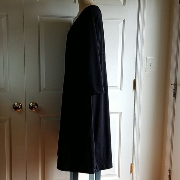 Black Dress Roaman's V Neck Fit Flare Zip Up Back Long Sleeve Women's 22 WOMAN'S - Picture 5 of 12